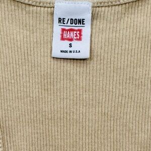 Re/Done Hanes Collab Tan Ribbed Tank Top